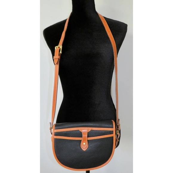 Vintage Dooney and Bourke USA Black and Tan Leather Crossbody - Picture 5 of 13